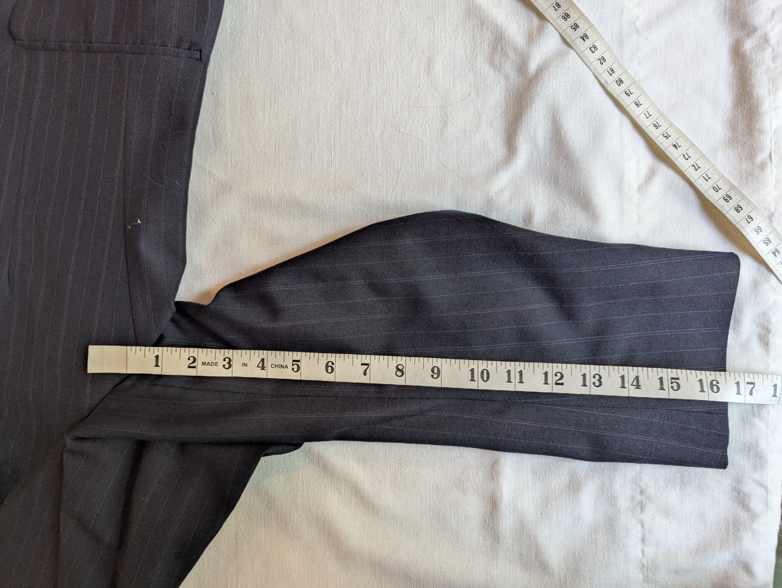 TownCraft Men’s Black Pinstripe Suit Jacket & Pants, Multicolored Pinstripes