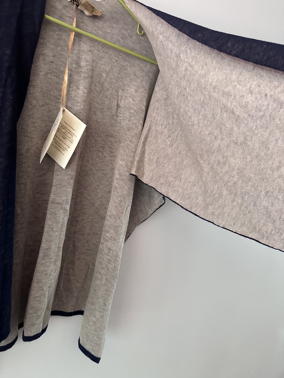 Mohair & Angora Mohair Shawl Poncho cape wrap reversible w tag