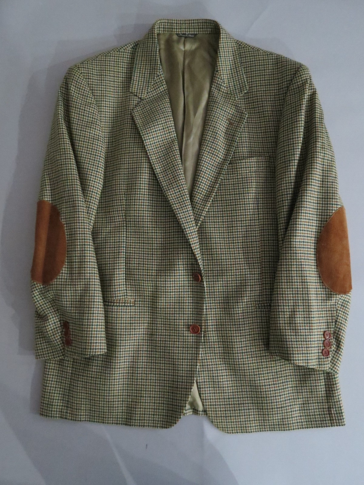 J.C Twidd English Tailoring hounds tooth tweed Corduroy elbow sport coat 42 R