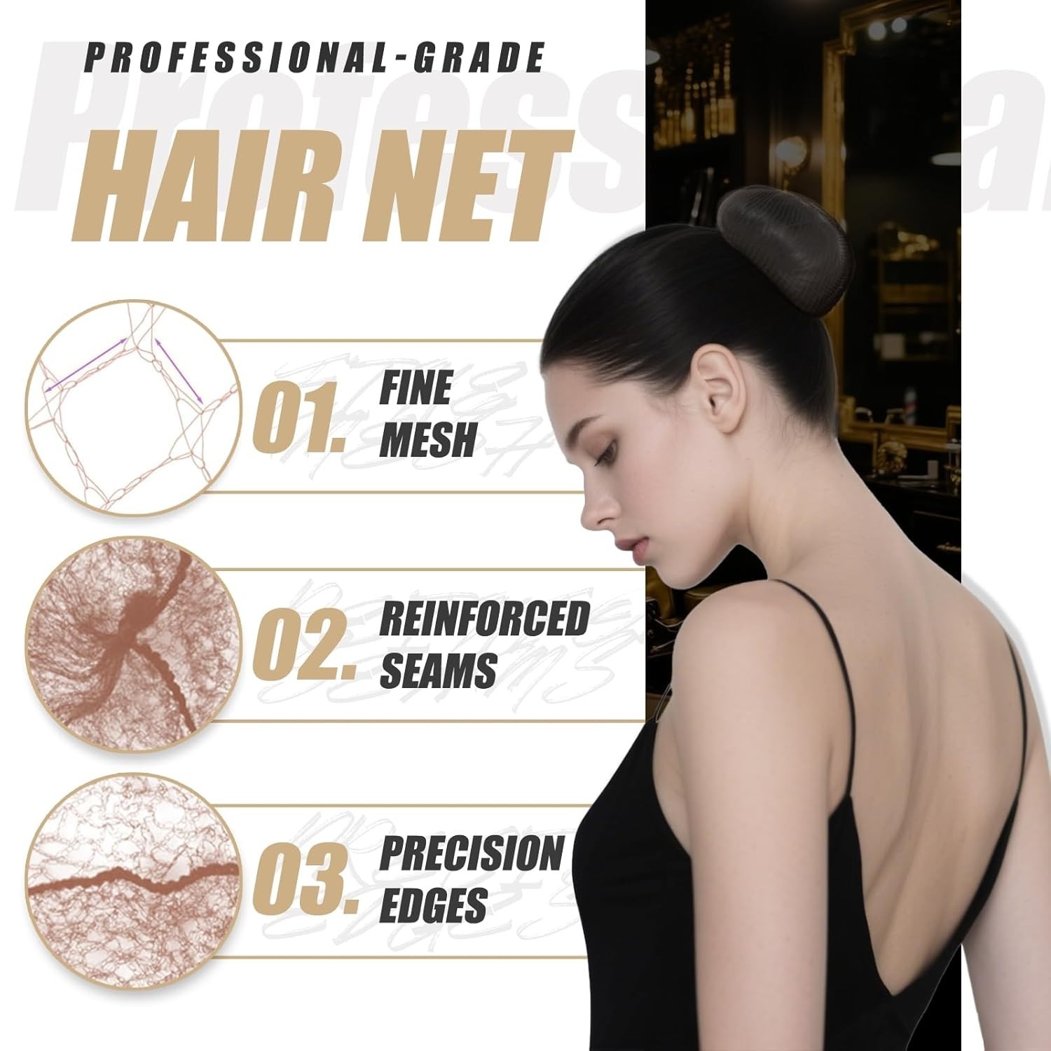 Smilco Hair Net 100 Pcs, 20 Inches Hair Nets Elasticity Invisible Elastic Mesh