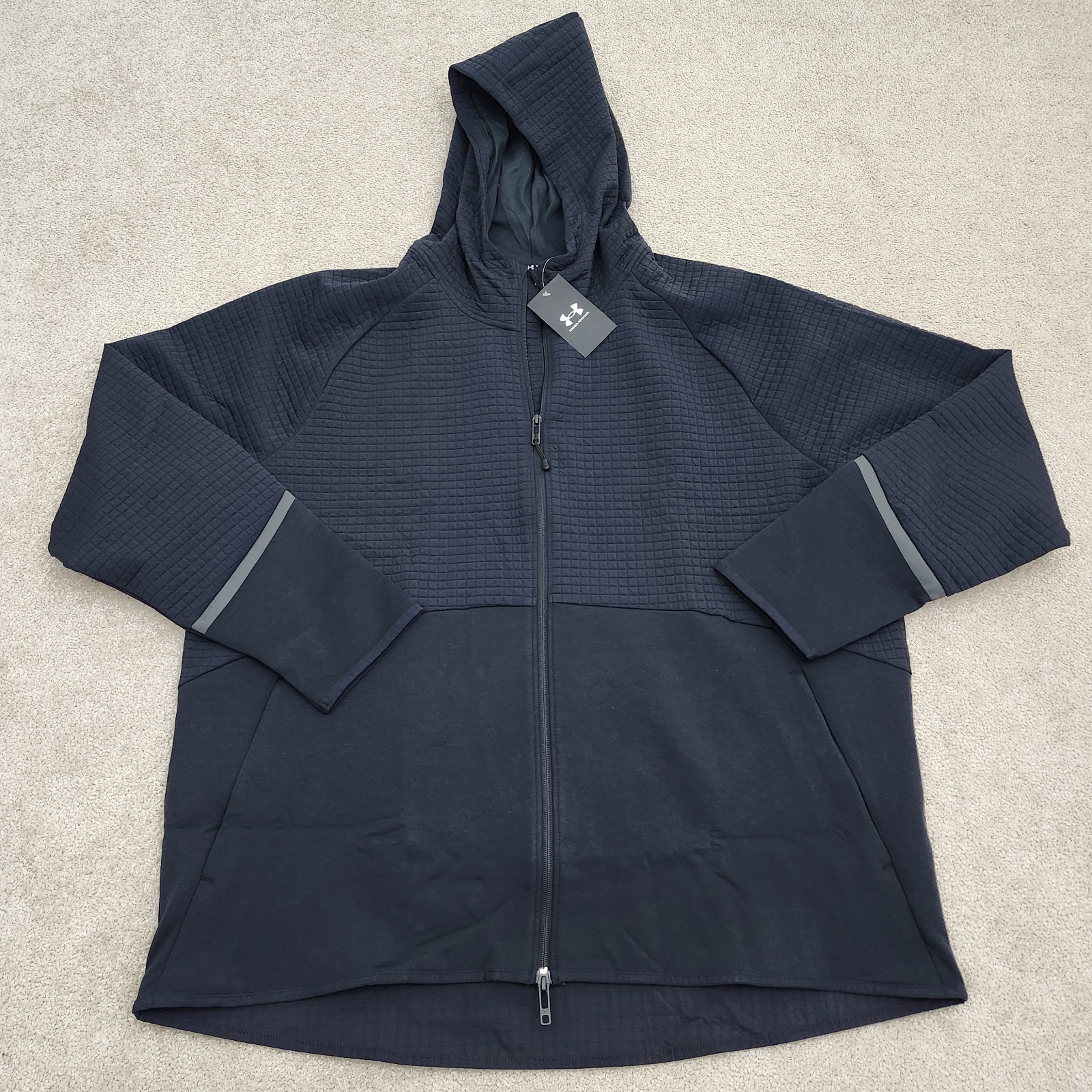 Under Armour Men 3XL UA Unstoppable Fleece Grid Full Zip Hoodie Black 1386543