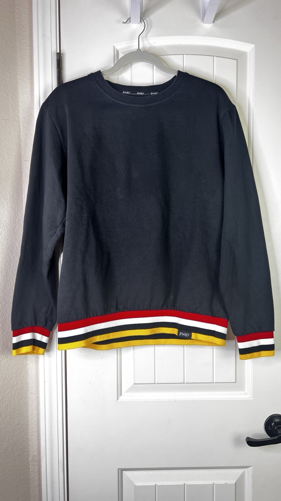 RWBY Women’s Sweatshirt Black Striped Hem Sz M Blokecore Sporty Casual