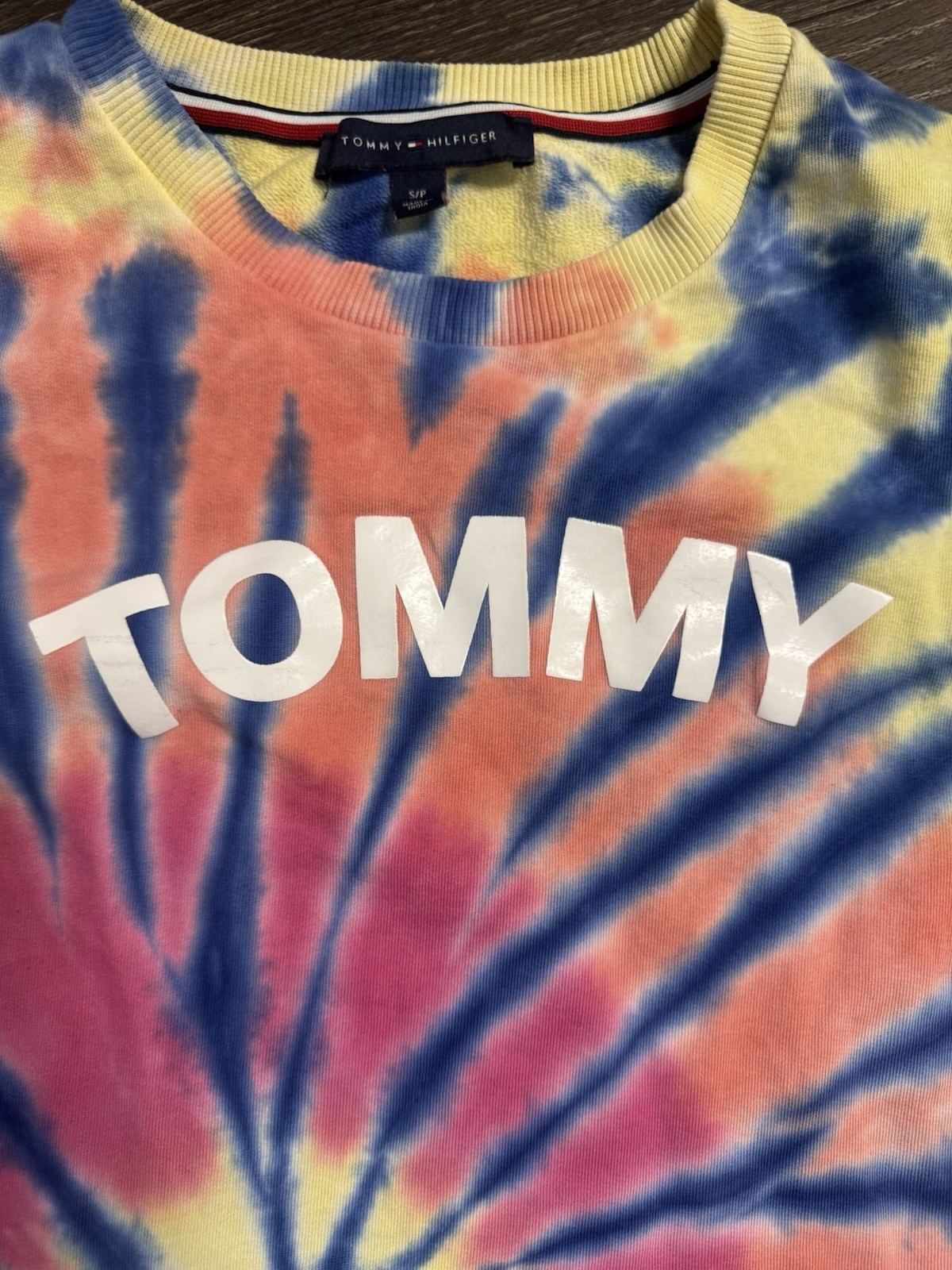 Tommy Hilfiger Multicolor Tie Dye Logo Sweater Dress Crewneck Long Sleeve S/P