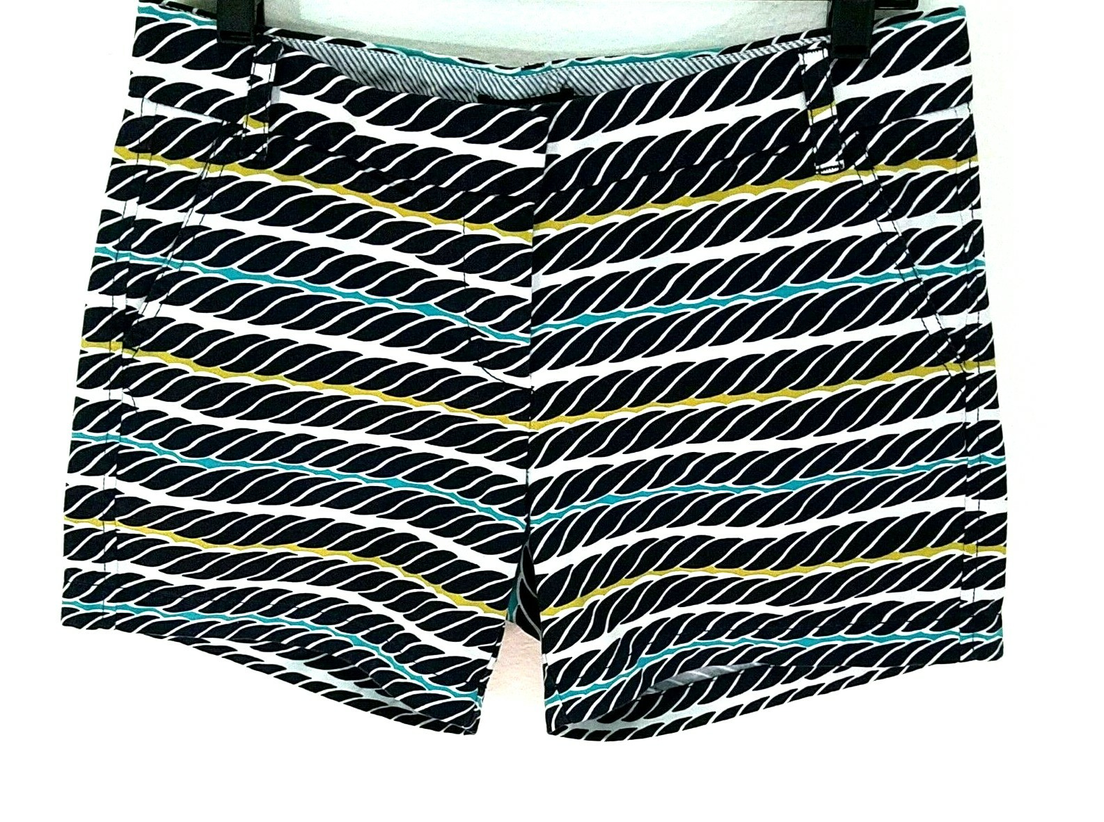 J. CREW Chino Shorts Navy Blue Multicolor Wave Stripe Print Women’s 6 NEW $59.50
