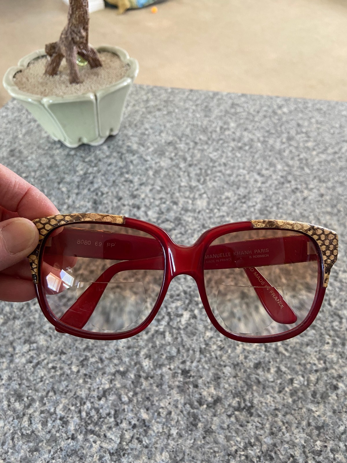 Emmanuelle Khanh Paris 8080 69 PP Red Snake Skin Framed Sunglasses