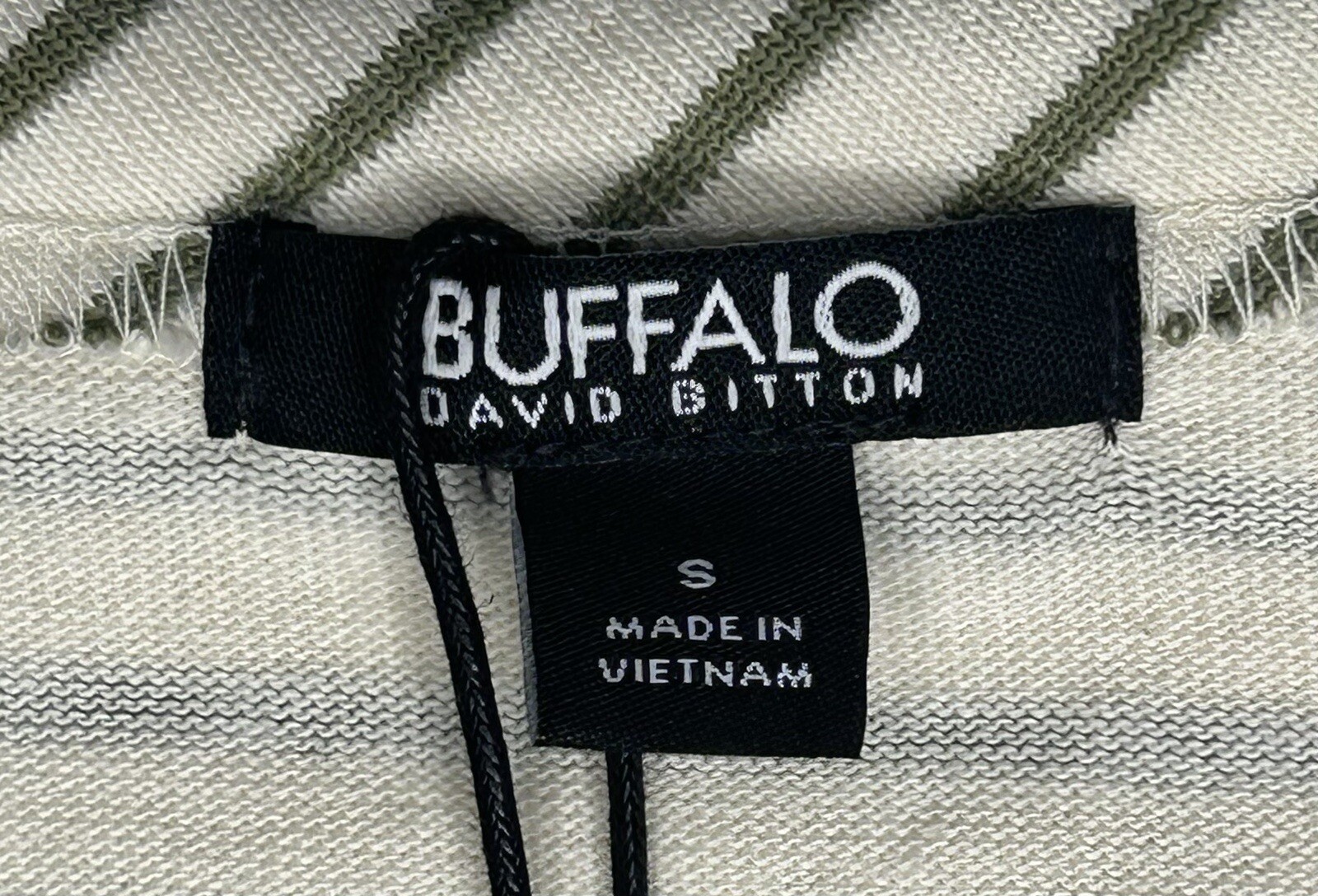 Buffalo Knit Striped Short Sleeve T-shirt Dress ~ Off White / Moss Green ~ Small