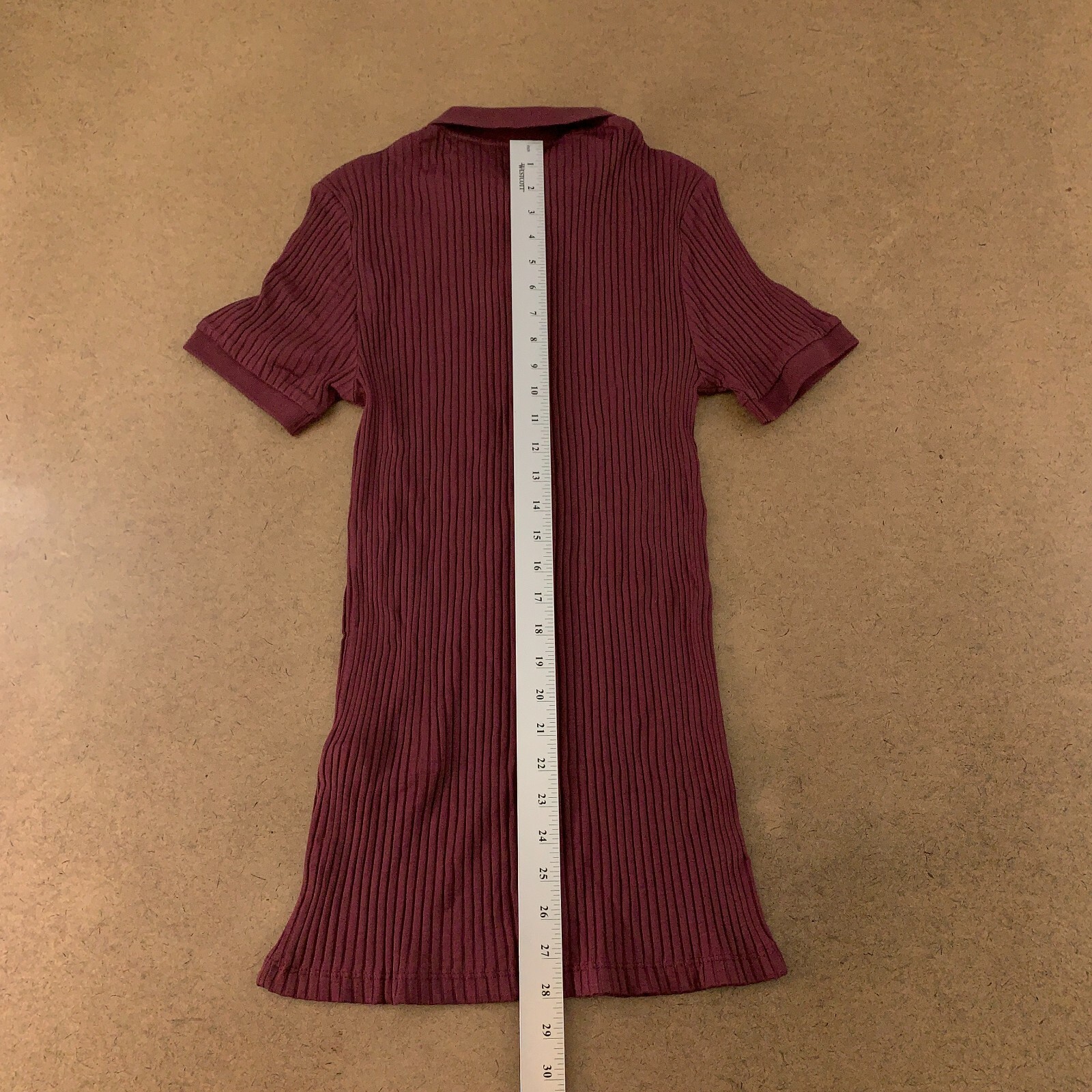 ASOS Women’s Size Medium Burgundy Rib Knit Short Sleeve Polo Dress New