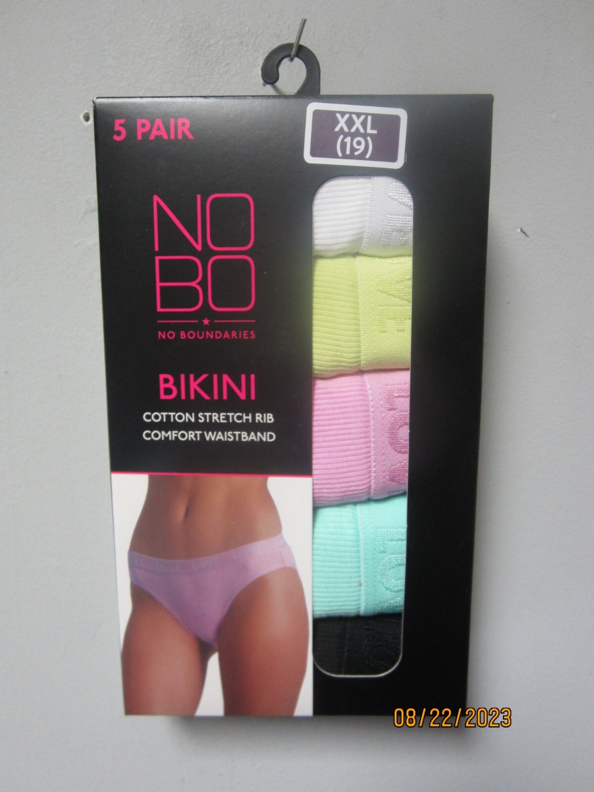 No Boundaries Women 5-Pair Bikini Solid Cotton Stretch Rib Underwear Sz XXL (19)