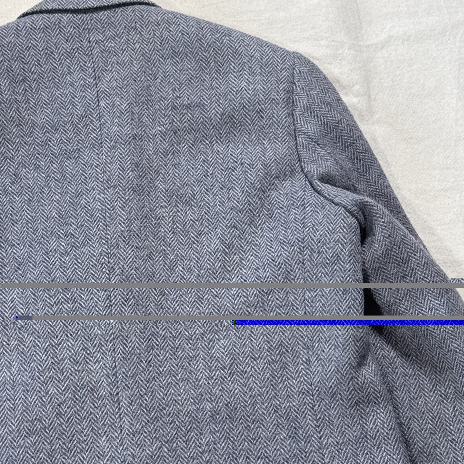 Harris Tweed Mens Grey Herringbone Wool Blazer Sport Coat Handwoven Scotland