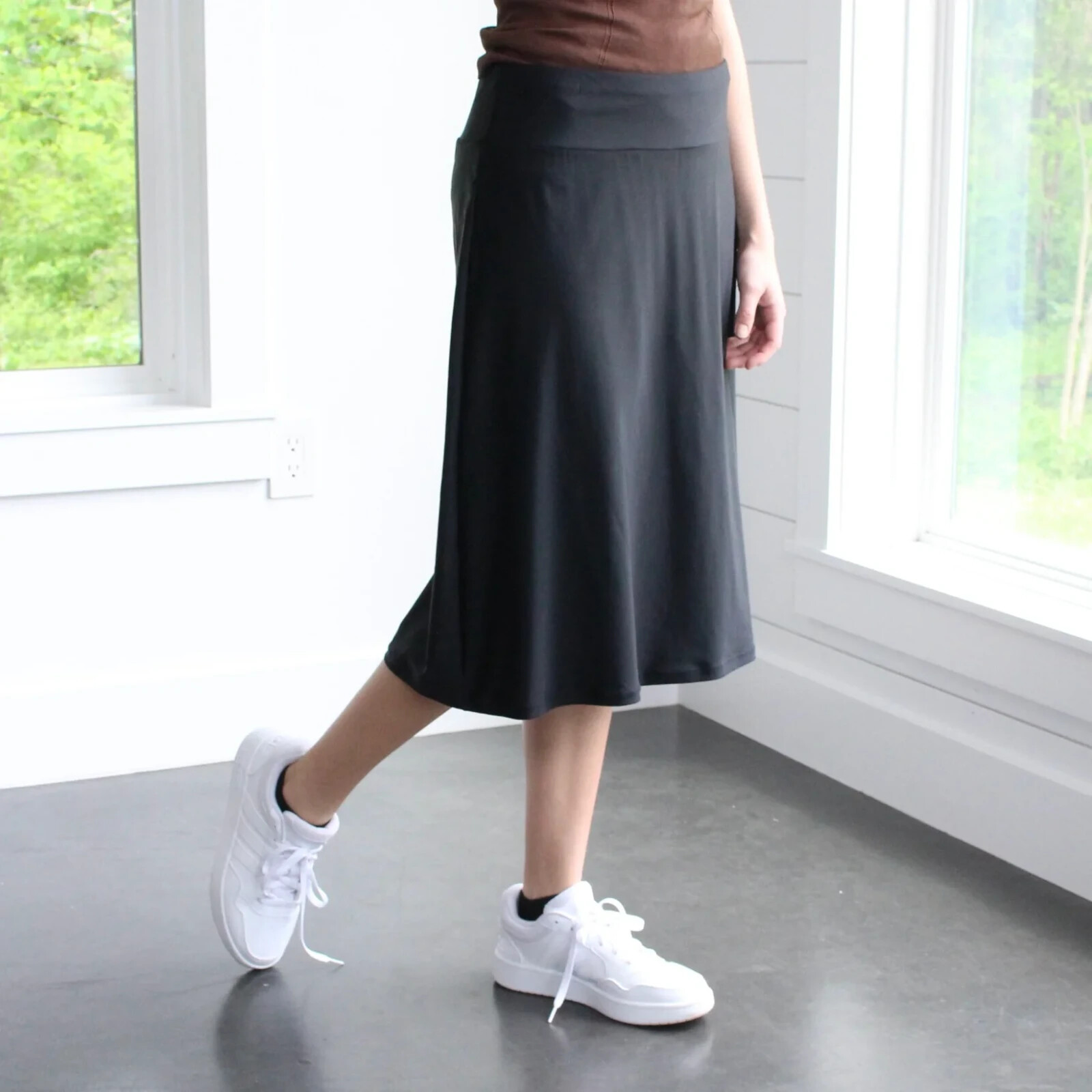 NWT Calypsa Long Midi Modest Black Swim Skirt Sizes XS – 4XL Skort With Shorts