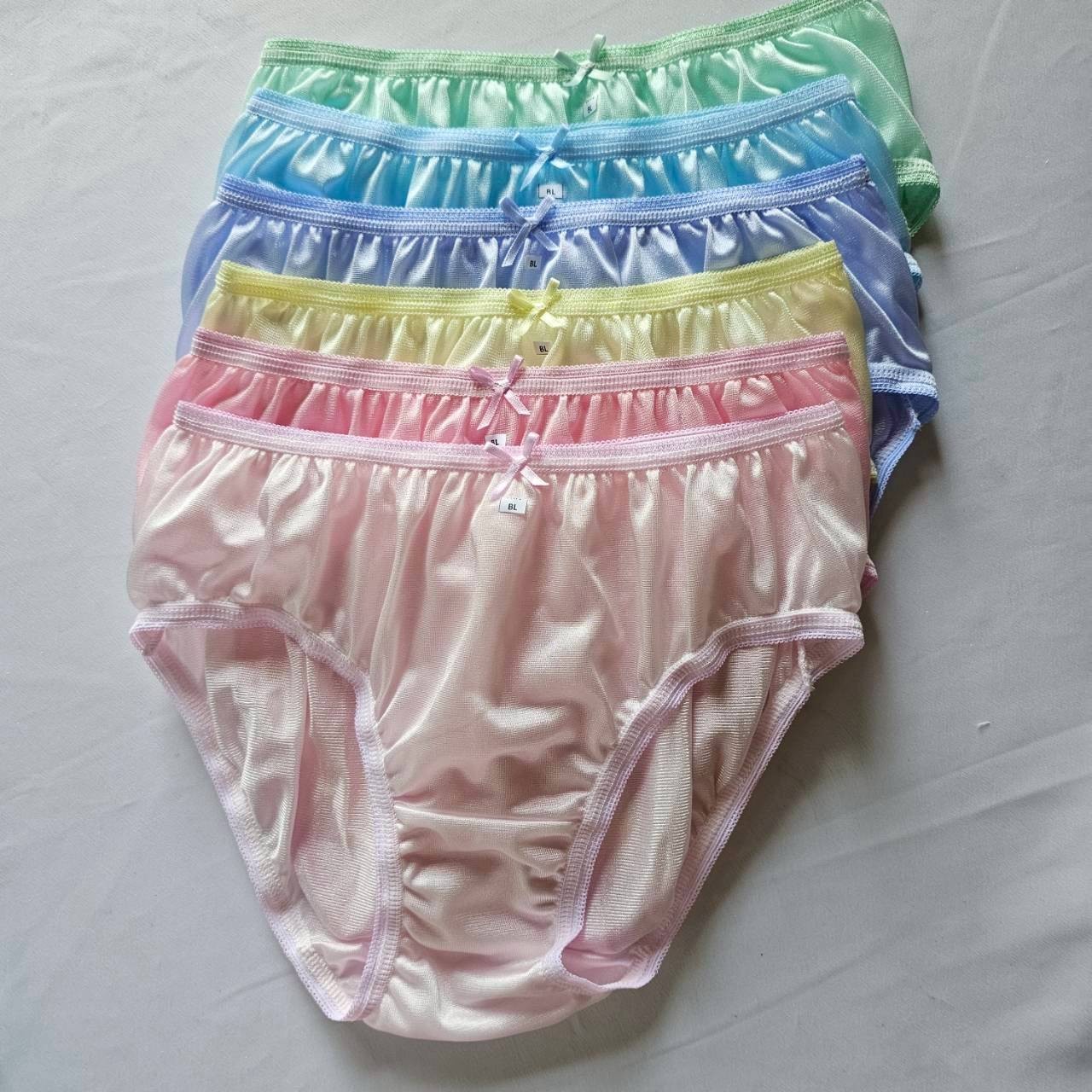 6 Bikini Panties Women Mens Nylon Vintage Silky Soft Light Briefs Hip 32″-38″L