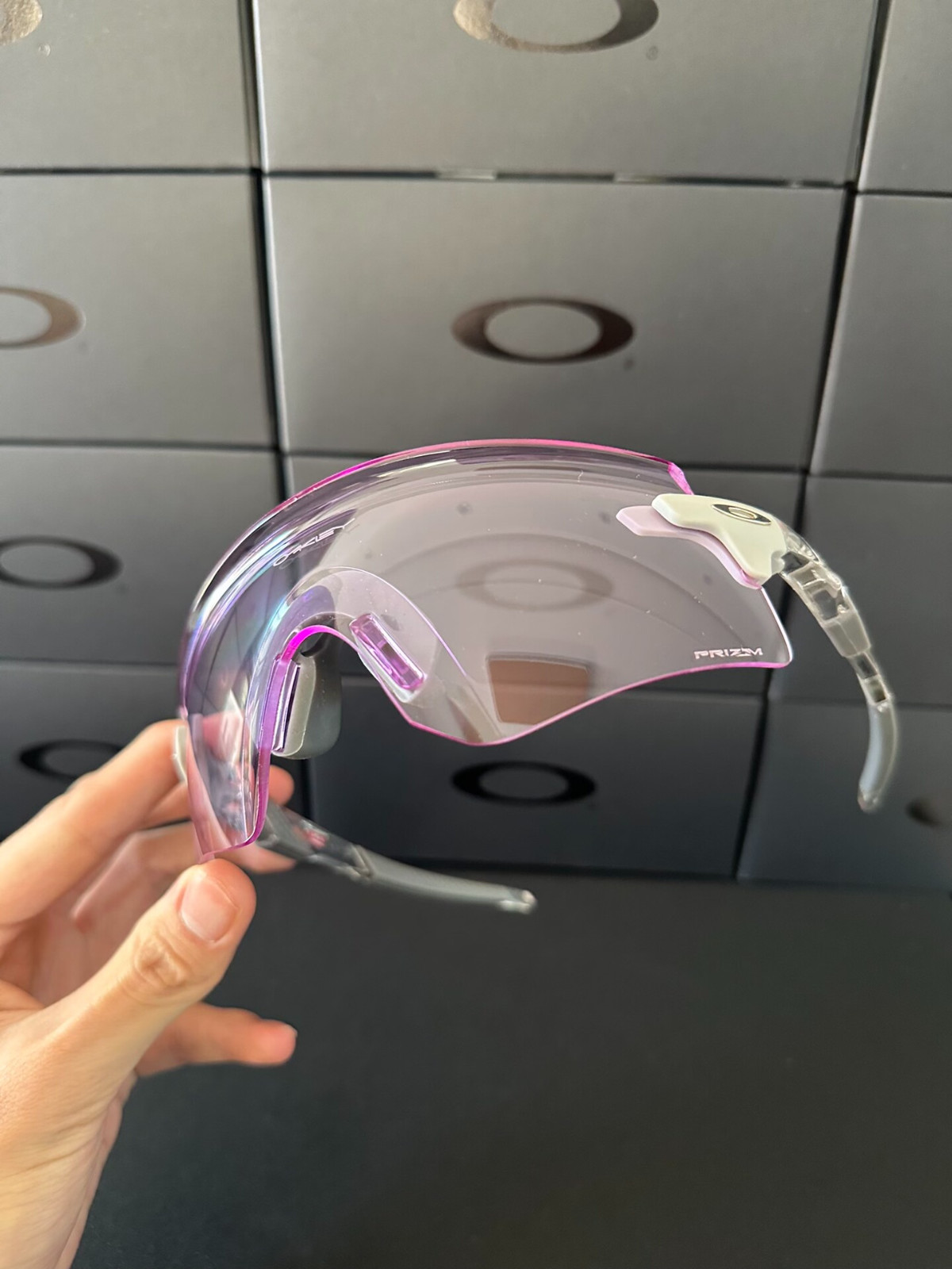 Oakley Encoder Sunglasses OO9471 Polished Clear Frame PRIZM Violet Lenses
