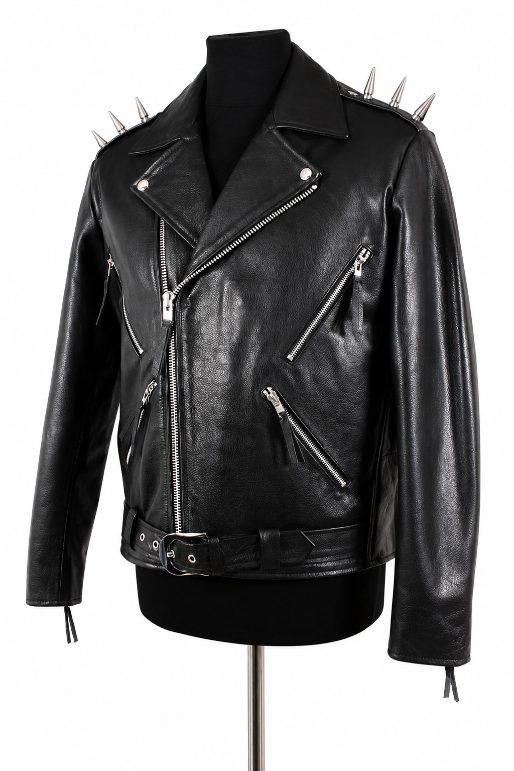 GHOST RIDER Black METAL SPIKES Mens Motorcycle Motorbike Biker Leather Jacket