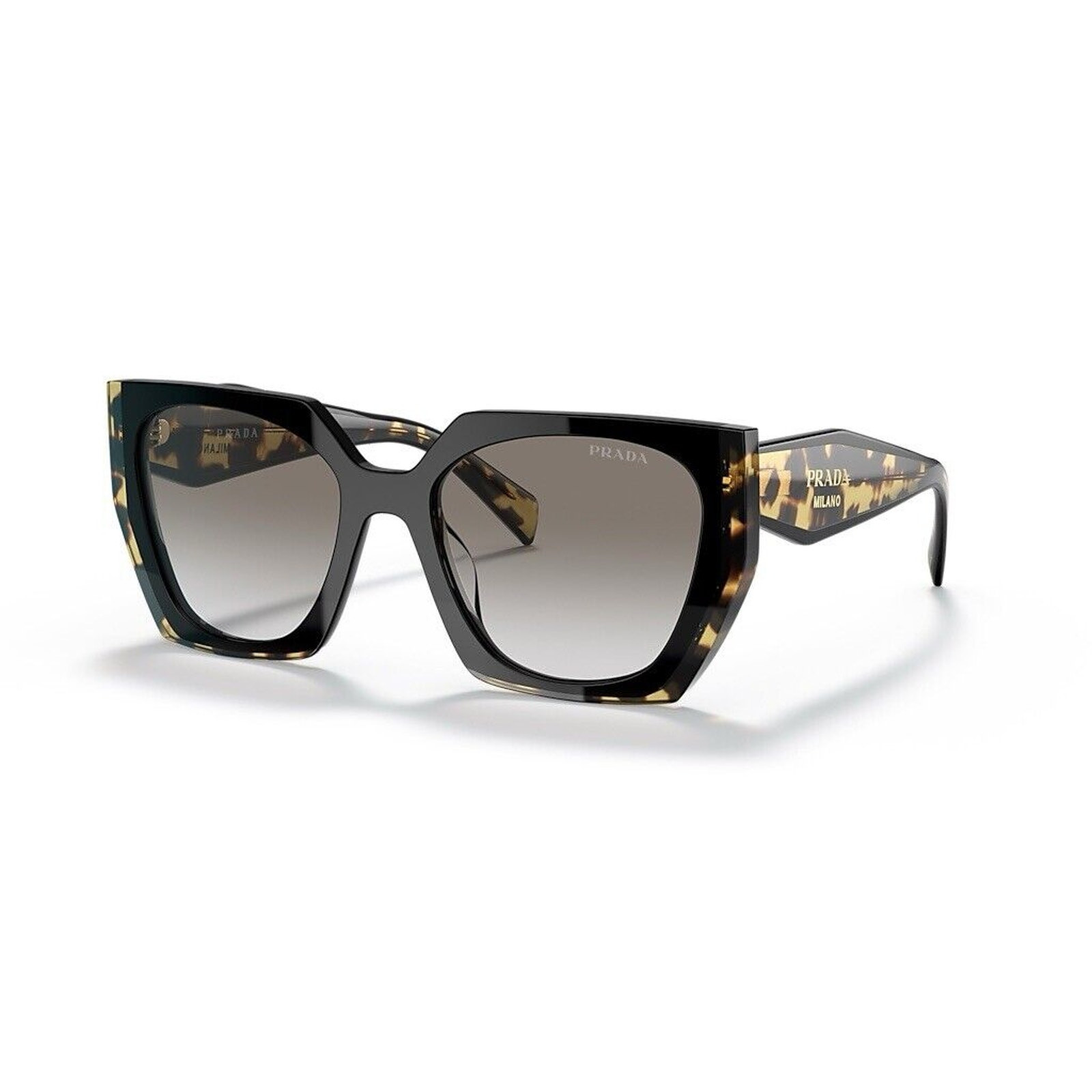 Prada PR 15WS 3890A7 Black Tortoise Grey Gradient Women Sunglasses AUTHENTIC