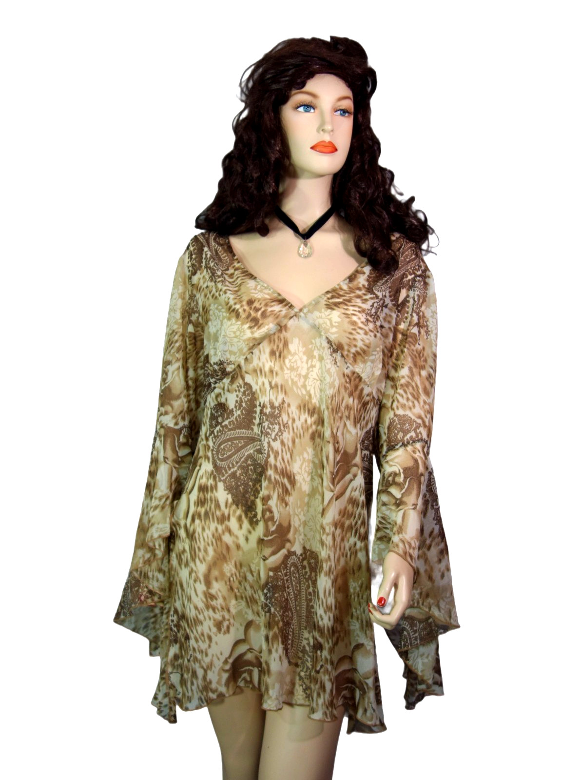 NANCY-K~Plus Size 3X Chiffon Y2K Super Boho Tunic Huge Dripping Batwing Sleeves