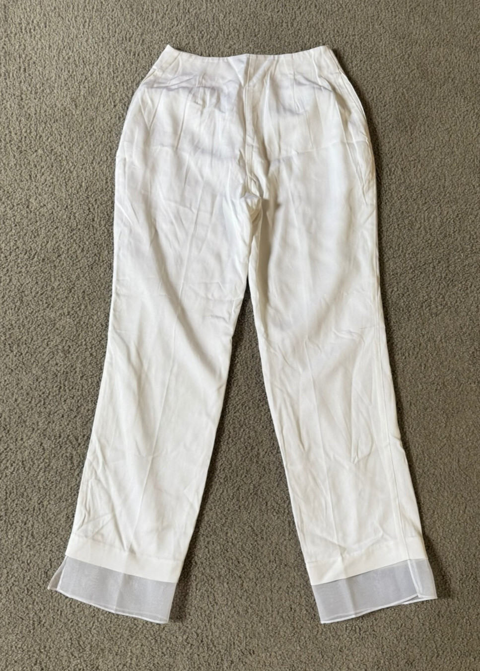 NWT Veiled New York Rayan Organza Trim Trousers – White – Size 26 in