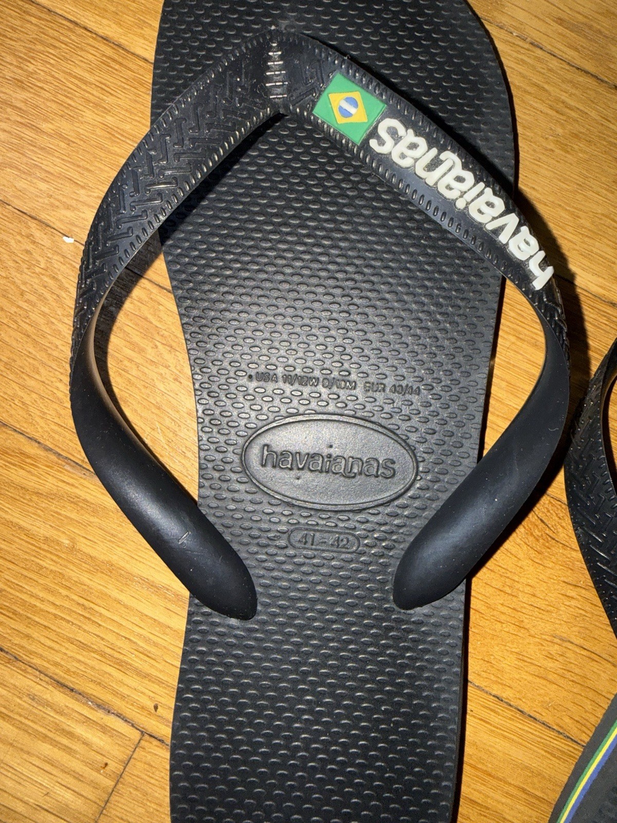 Havaianas Brazil Logo Black Flip Flops Sandal Men Size 9-10 41-42