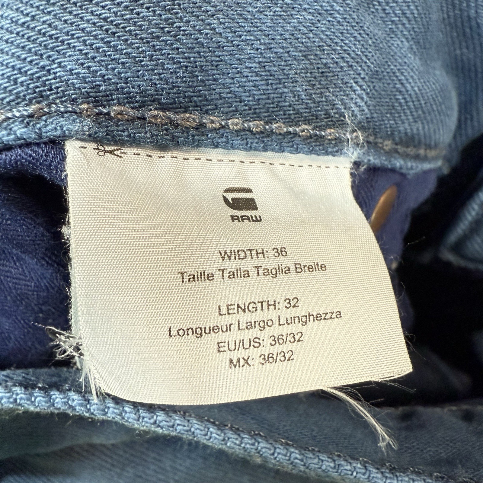 UNIQUE G Star Raw Type 96 Loose Baggy Jeans Men 36×32 Blue Dip Dyed Skater Punk