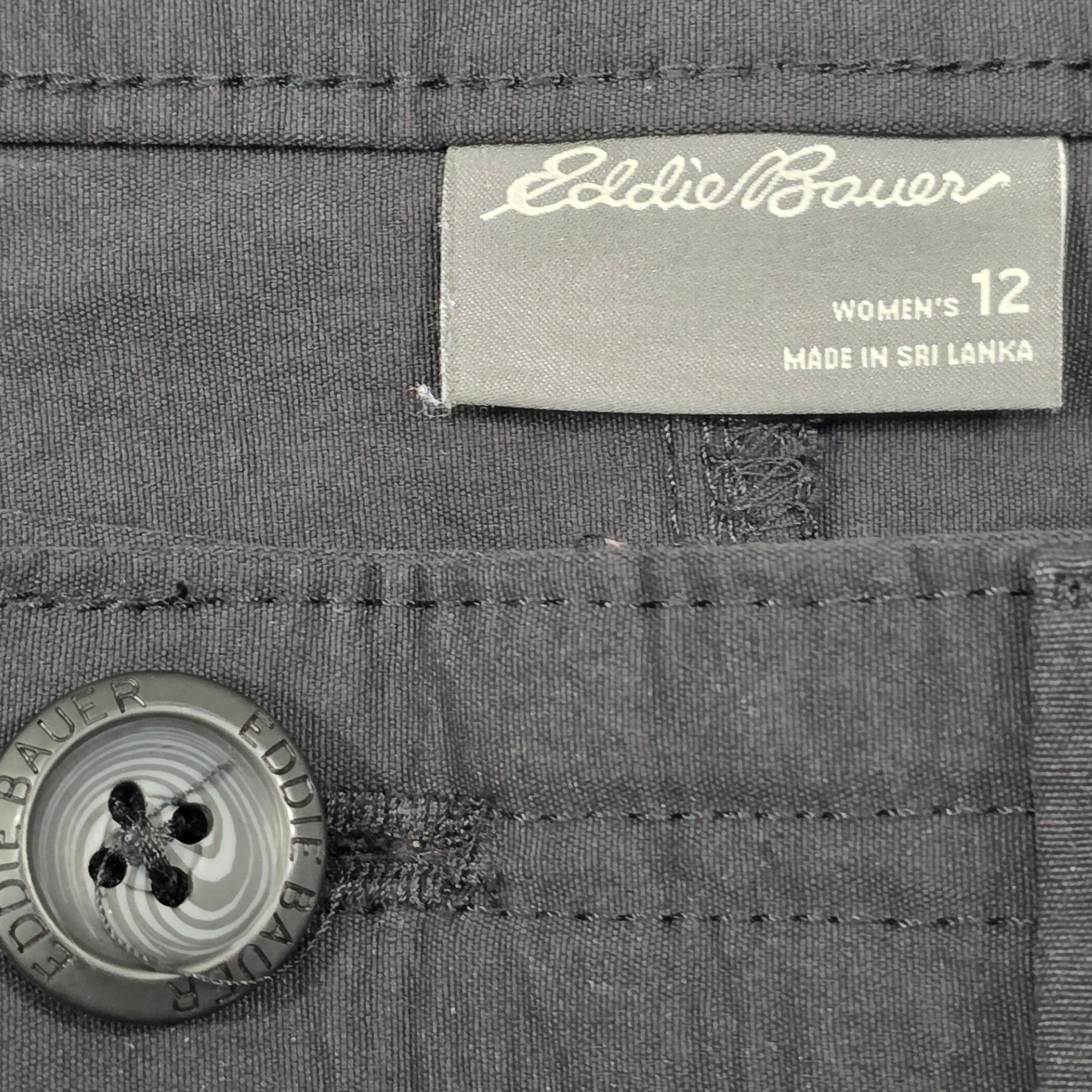 Eddie Bauer Womens Rainier Capri Pant Gray Hiking Outdoor Ruched Size 12 1258037