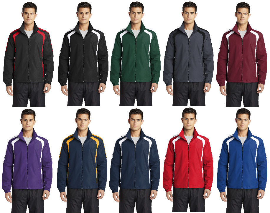 Sport Tek Mens Full Zip Colorblock Raglan WindShirt Jacket XS-6XL NEW JST60