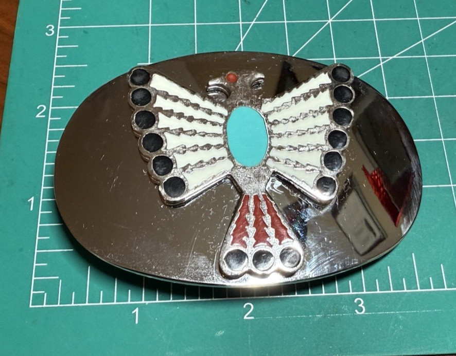 VINTAGE EAGLE INLAID BELT BUCKLE AS SHOWN