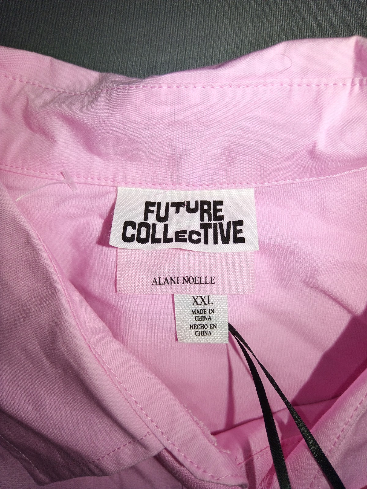 Future Collective Pink Solid Woven Cotton Collared Button Up Women’s XXL