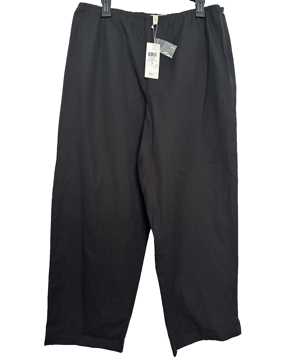 Eileen Fisher 2X Black Slim Ankle Pant Side Zip Organic Cotton Stretch Twill NWT