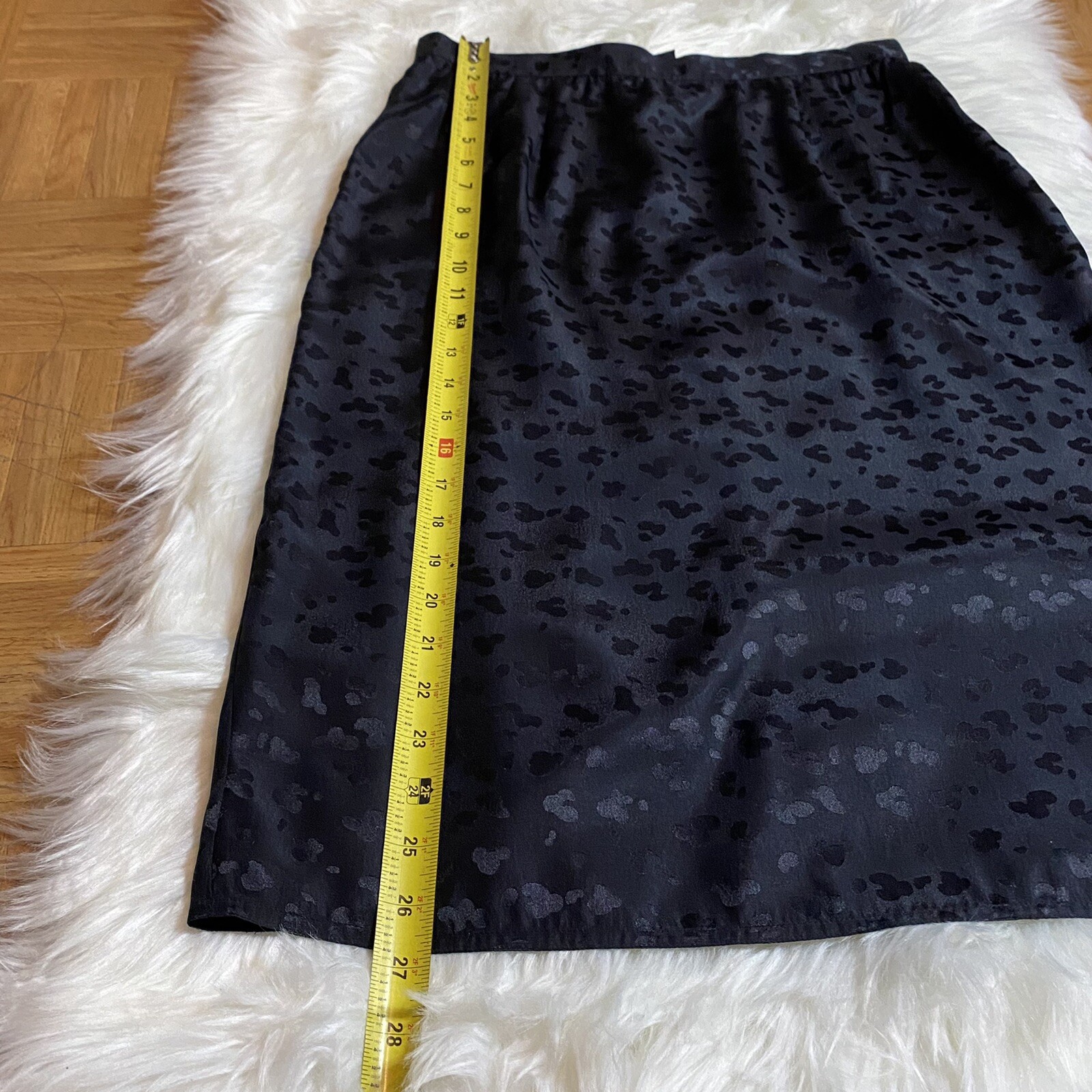 Oasis? A Line Long Black Leopard PRint Skirt Size 12 RN 58142 Zip Up Trendy
