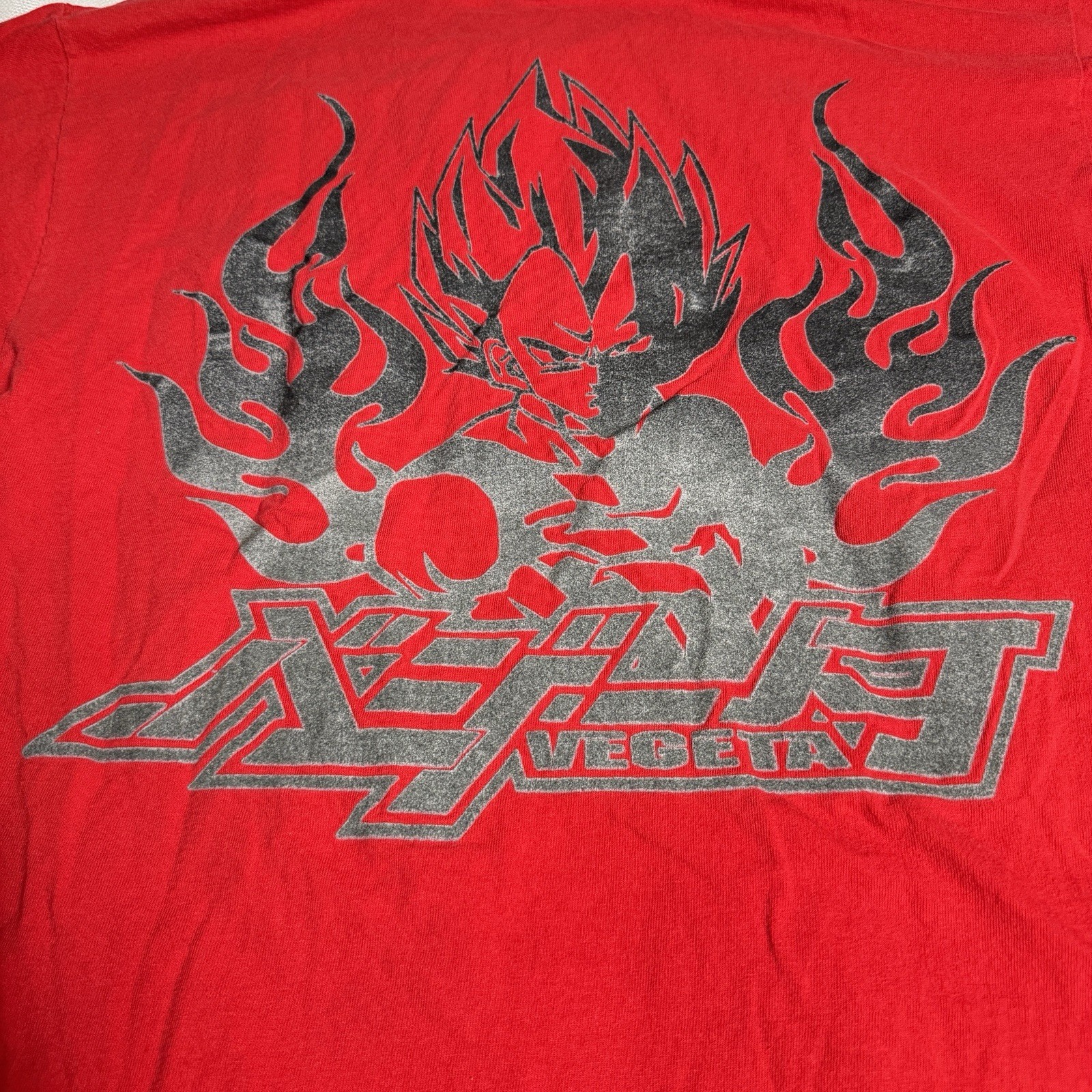 Vintage Dragon Ball Z Vegeta Anime T-Shirt Red Double Sided Graphic Size M Y2K