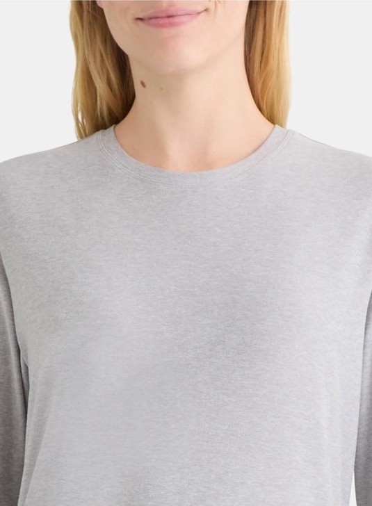 Athletic Works Womens ButterCore Soft Tee Long Sleeves Grey Heather S (4-6) NEW
