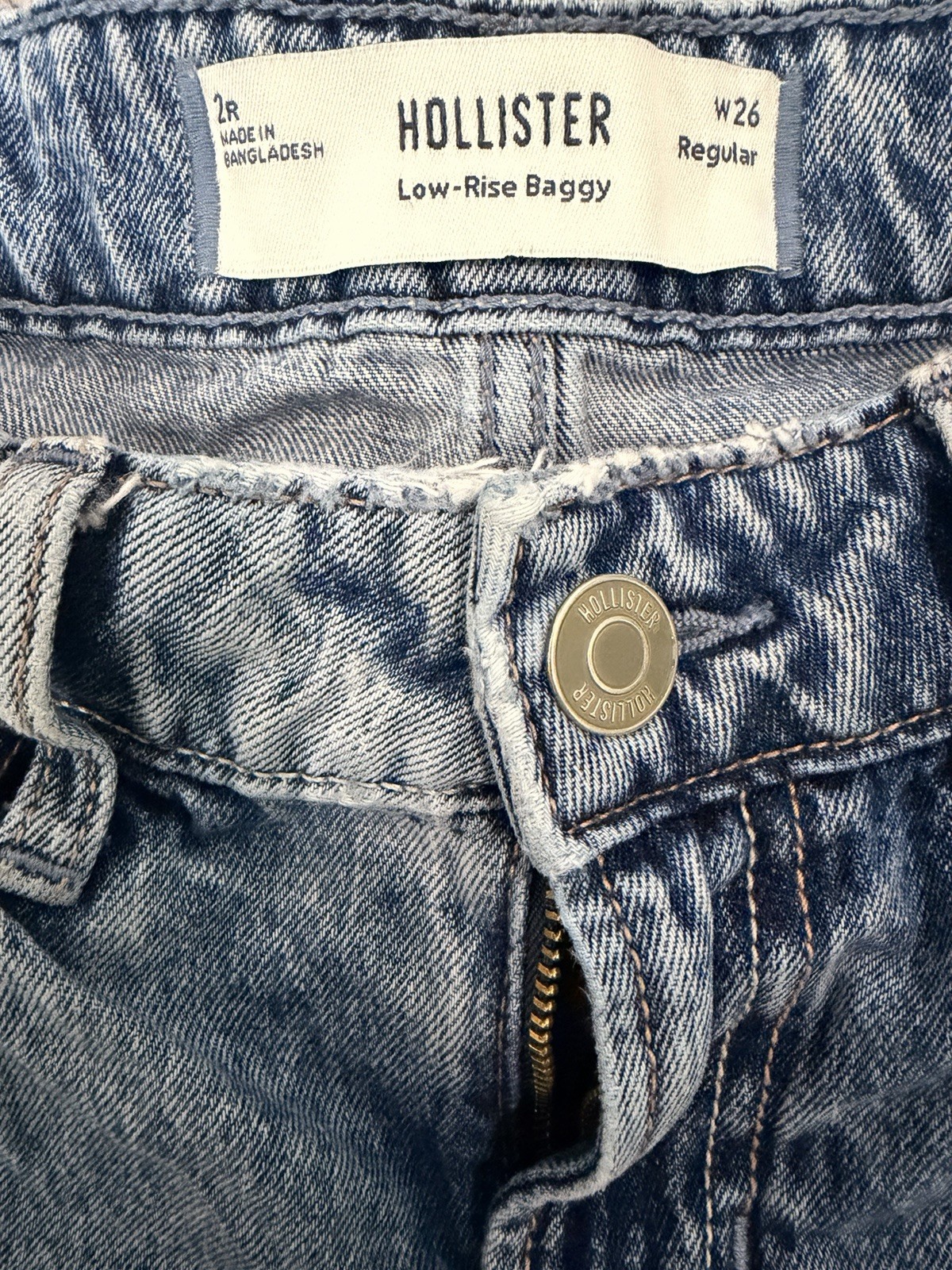 Hollister Low Rise Baggy Jeans W26 Regular Light Wash Wide Leg Y2K Denim