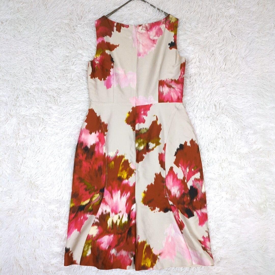 MaxMara Italian Silk Blend Floral Maxi Dress Womens XL Beige Authentic
