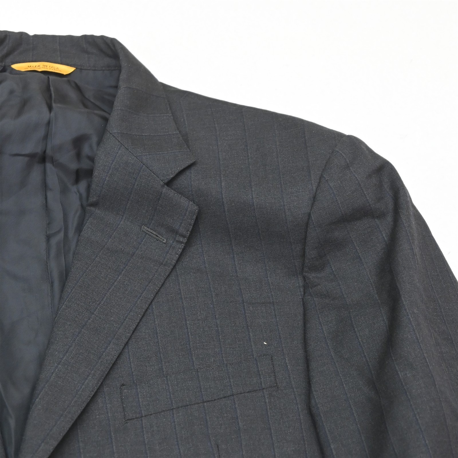 Hickey Freeman 44R 38×30 Gray Striped 100% Wool USA Made Mens Jacket Pants Suit
