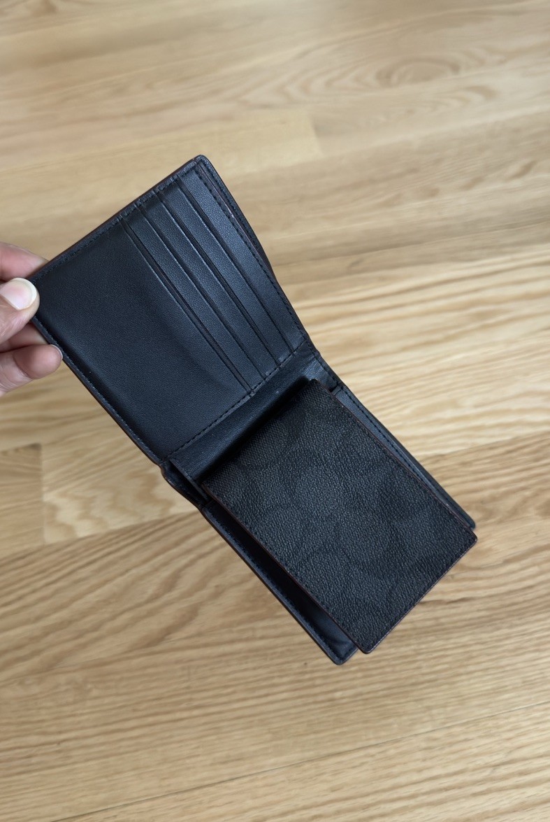 Coach Men’s 3 In 1 Wallet FULL Size Signature Canvas Black/Charcoal