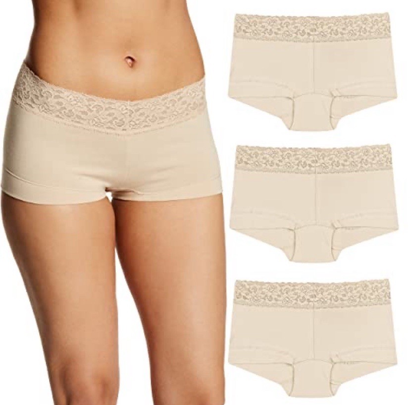 3 Pack Maidenform 40859 Dream Cotton Boyshort Panty with Lace Size S