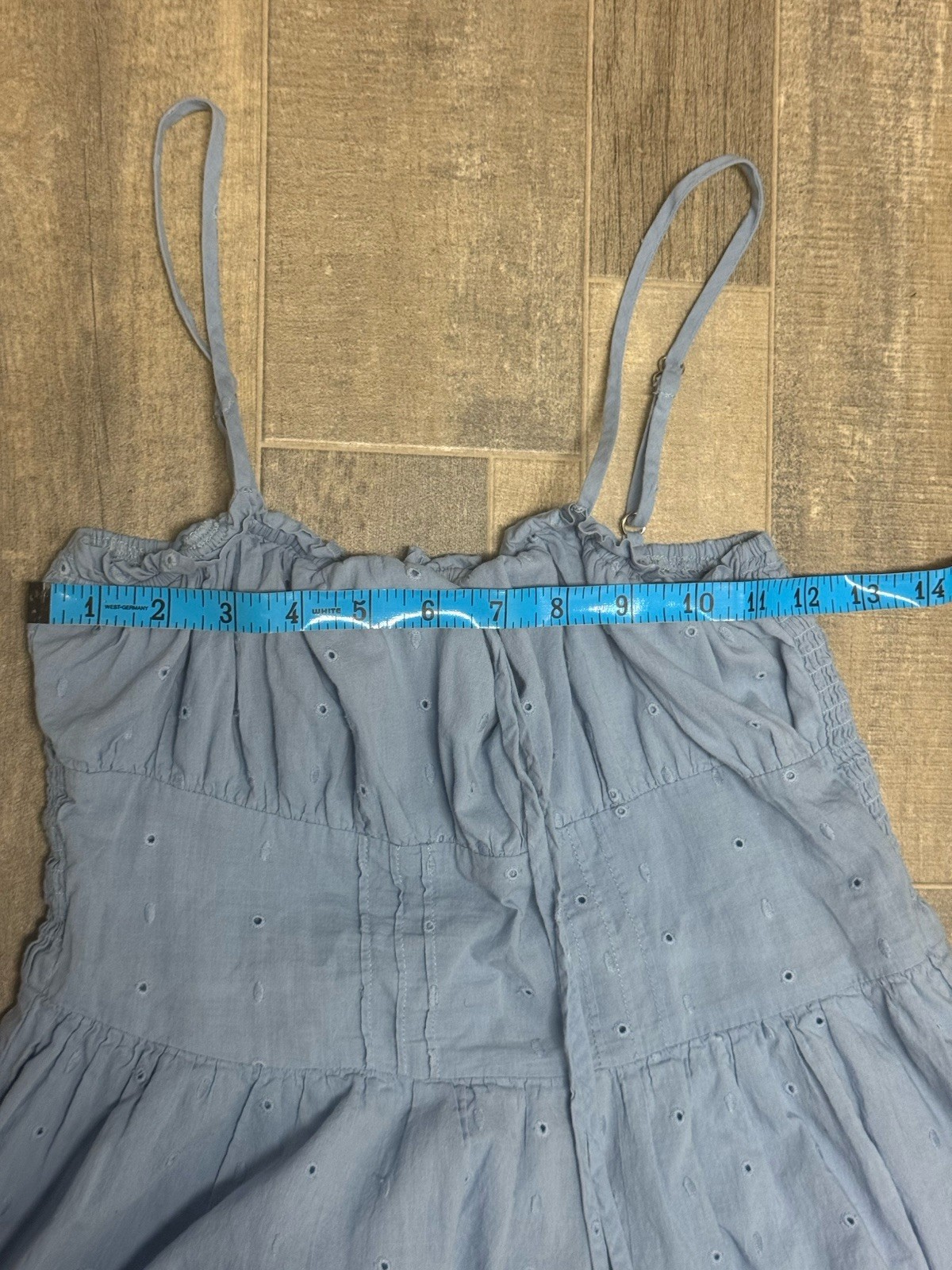 Hesperus Blue Smocked Dress Medium Adjustable Straps Lined Airy Sleeveless
