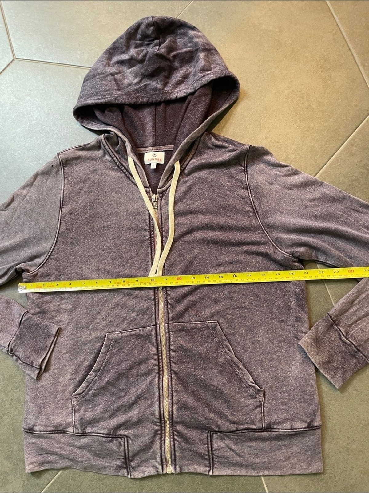 Sundry Zip-Up Hoodie in Heathered Purple Sz 3 Large