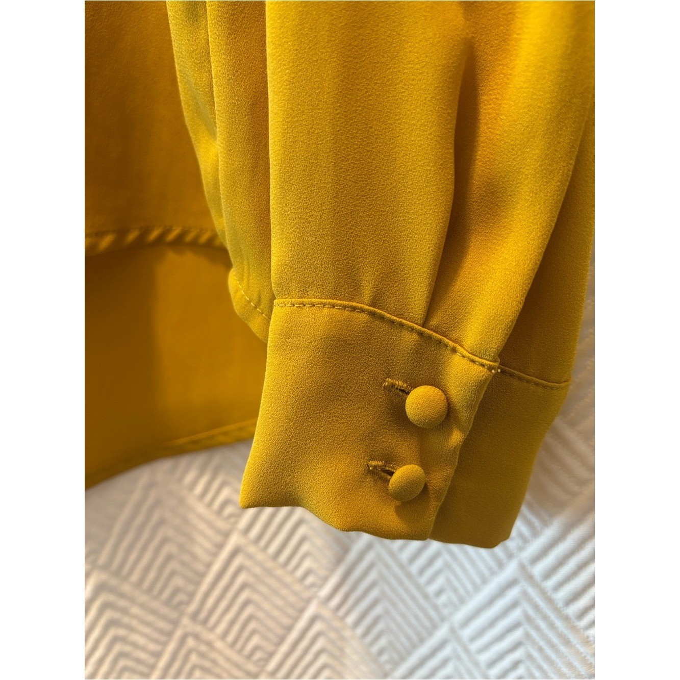 BABATON ARITZIA Ruffle Front Blouse XXS Mustard Yellow Workwear Career Top