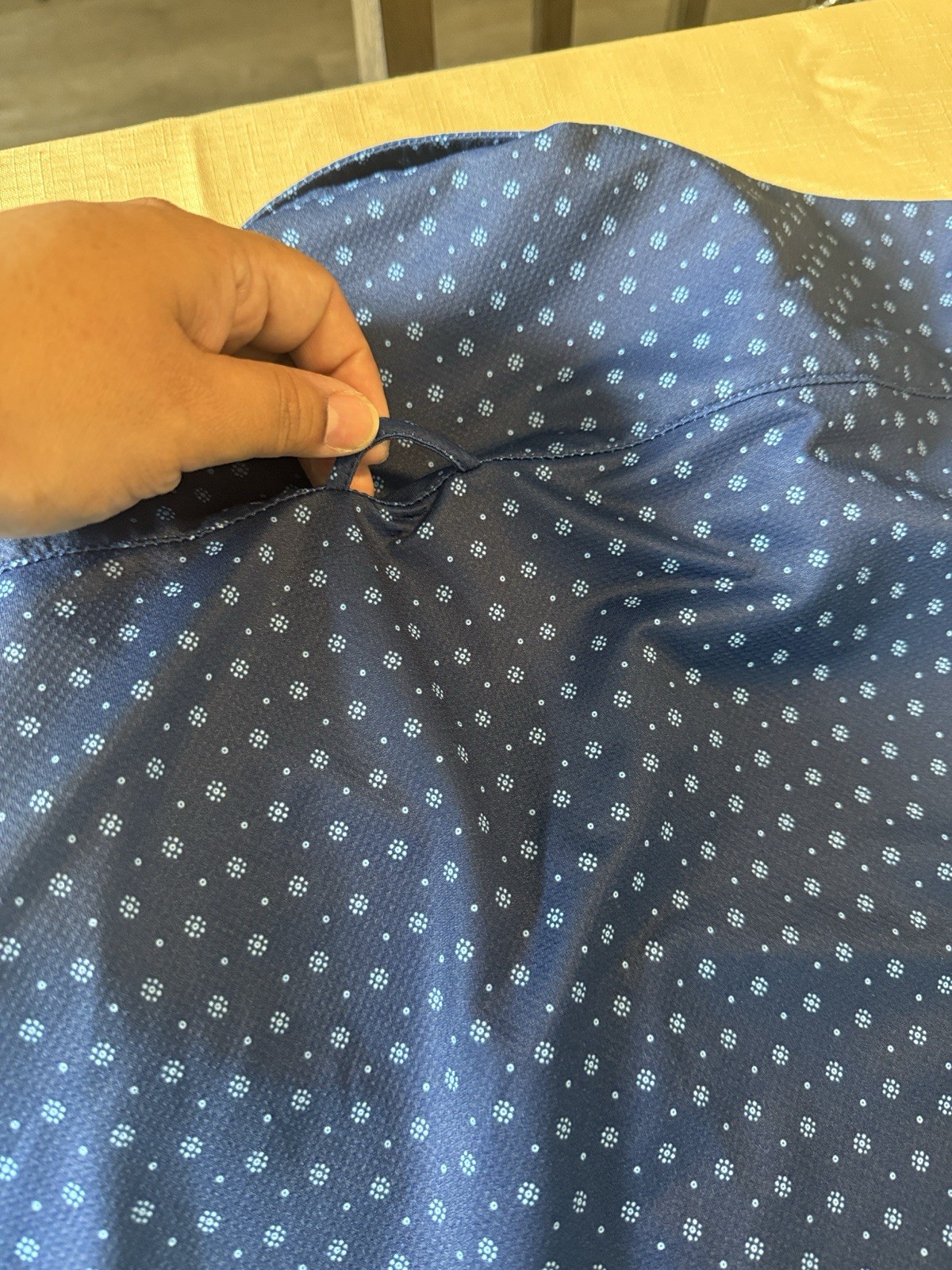 Jachs New York Men’s XL Blue Geometric short Sleeve Button-Down Shirt Poly/Span