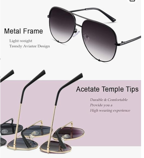 EYERNO Black and Grey Mirrored Aviator UV400 Sunglasses for Men and Women