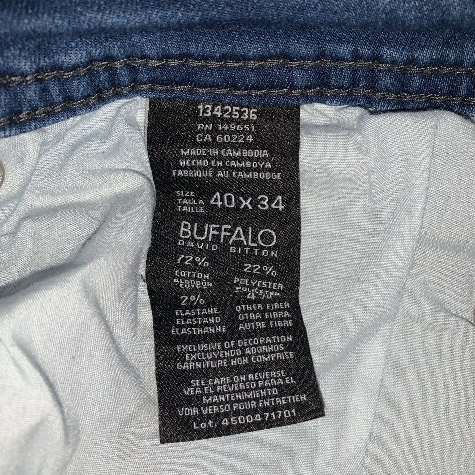Buffalo David Bitton Jeans Mens 40×34 Axel Slim Stretch Blue Denim