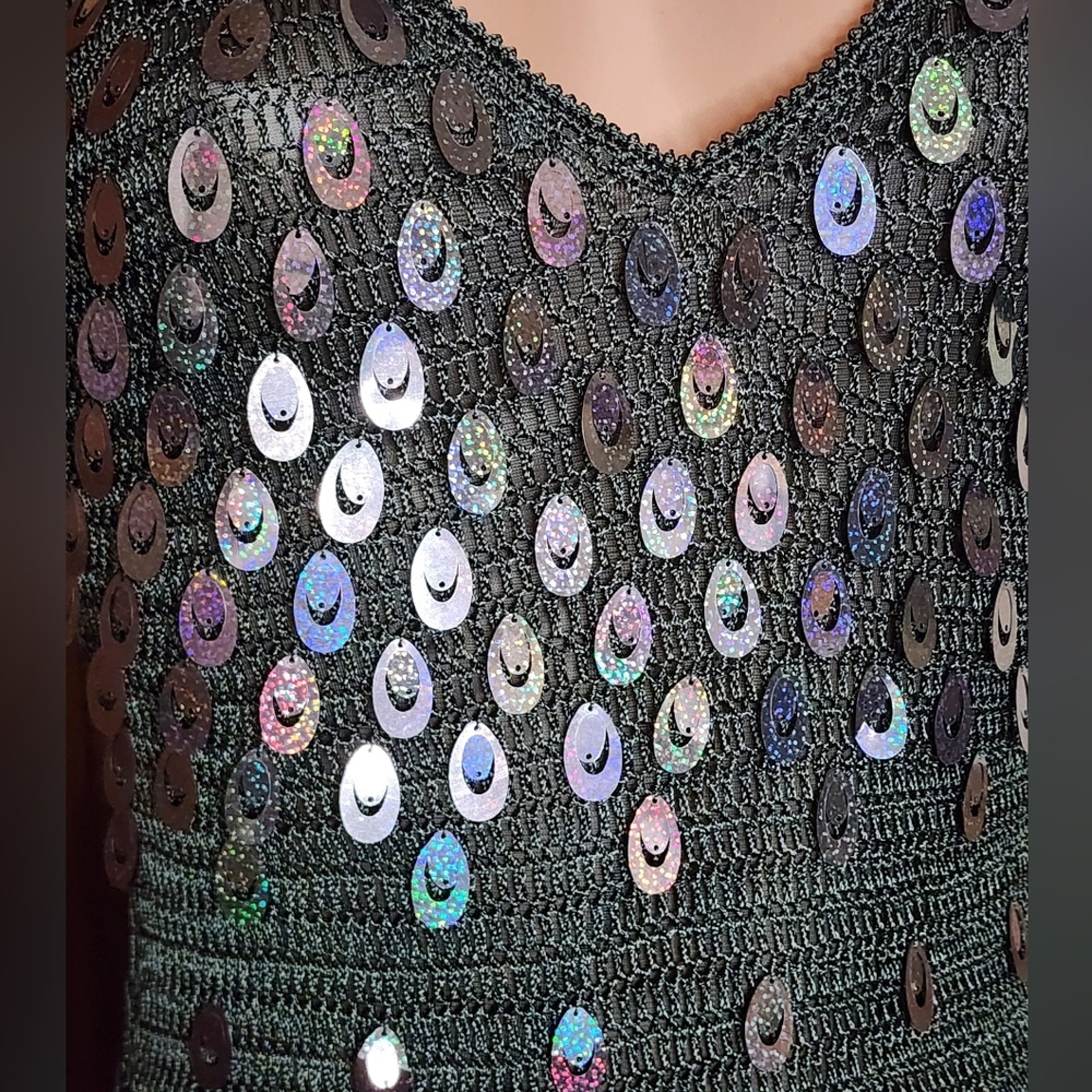 GORGEOUS Morgan de Toi Vintage Y2K Sequin Knit Crochet Dress