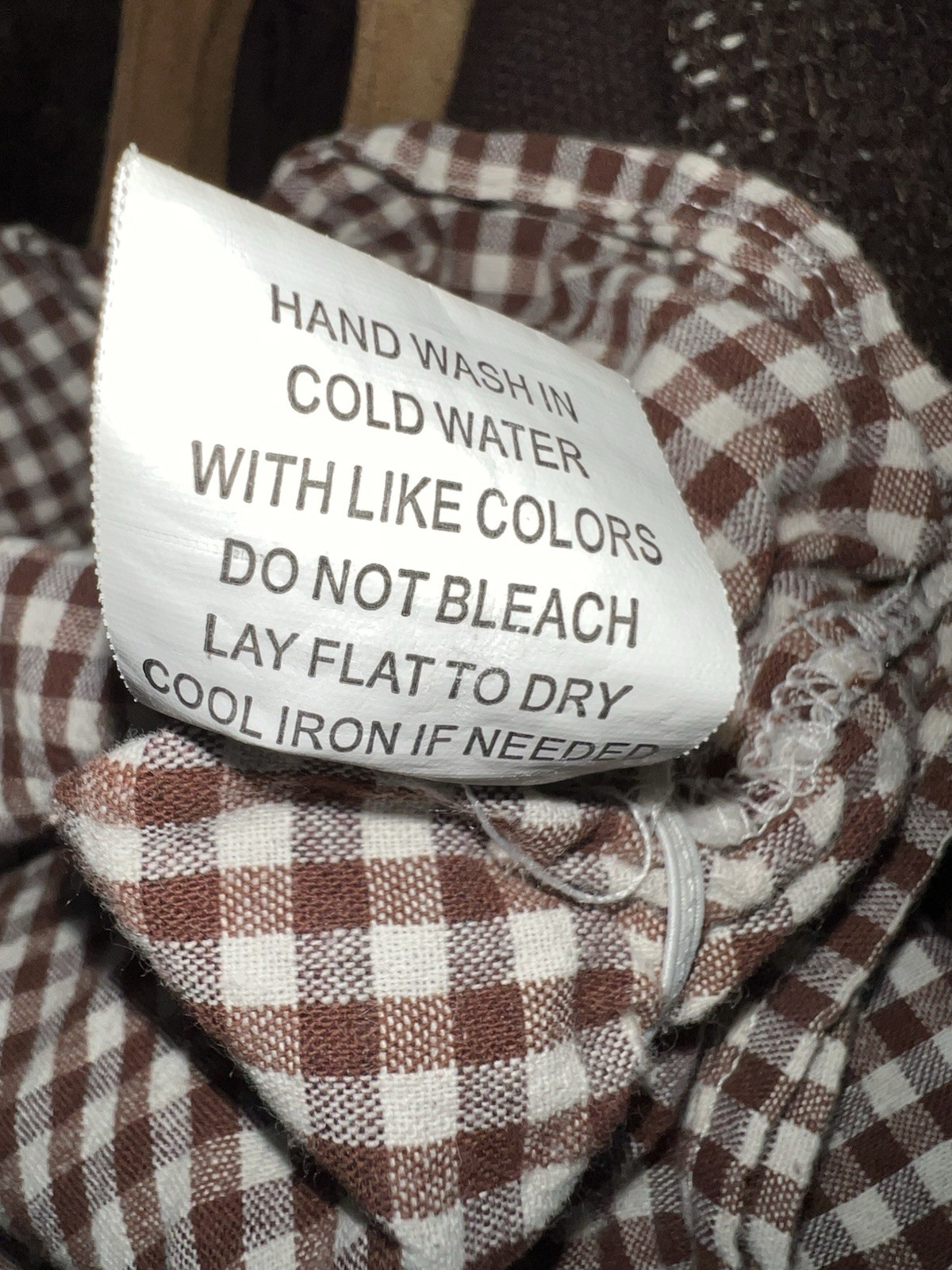 Hesperus Brown Gingham Peter Pan Collar Crop Blouse Ruffle Cotton Women’s S