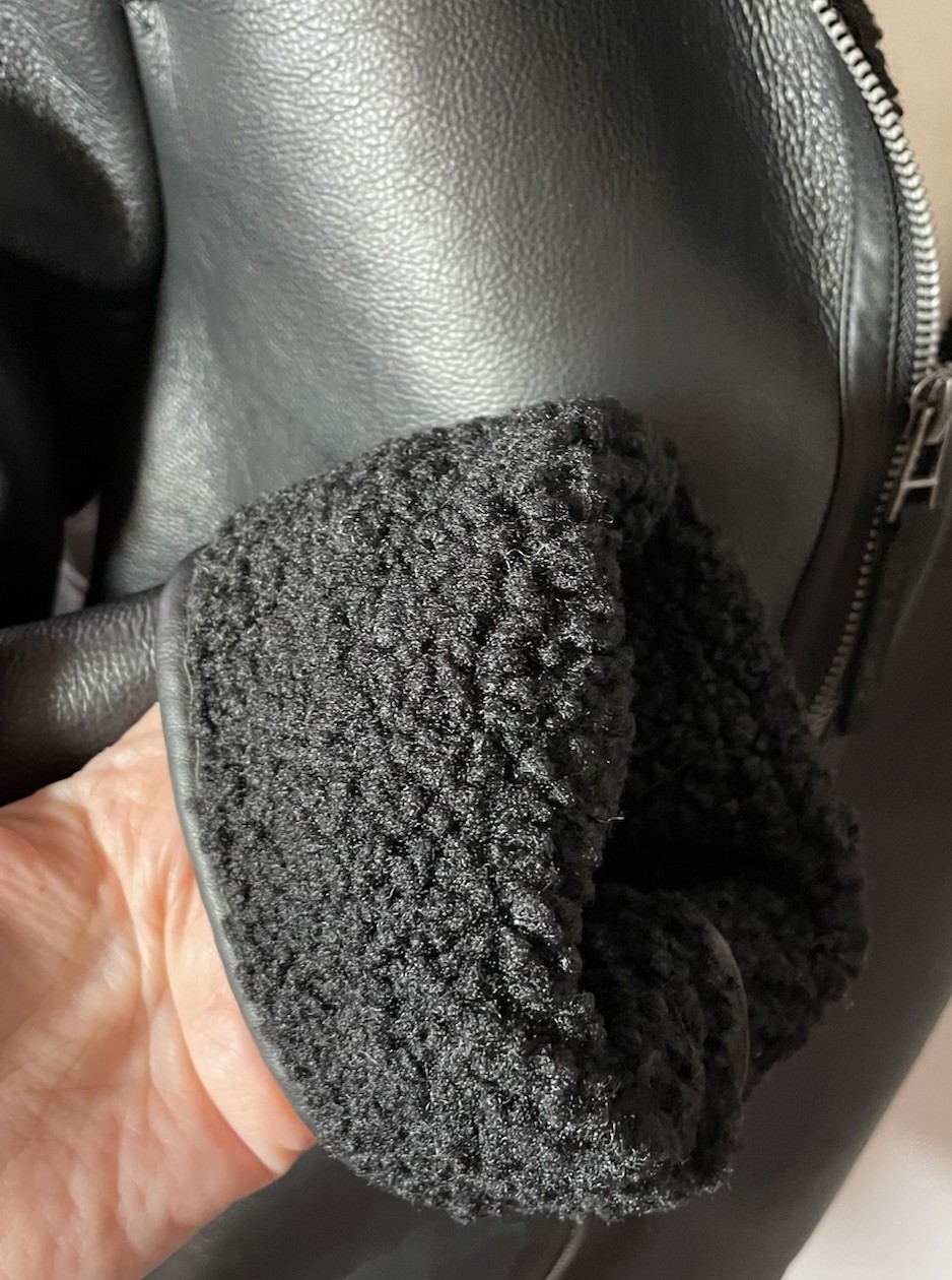 Bearpaw Faux Leather Faux Fur Hooded Moto Jacket Motorcycle Black XL $200 NWOT