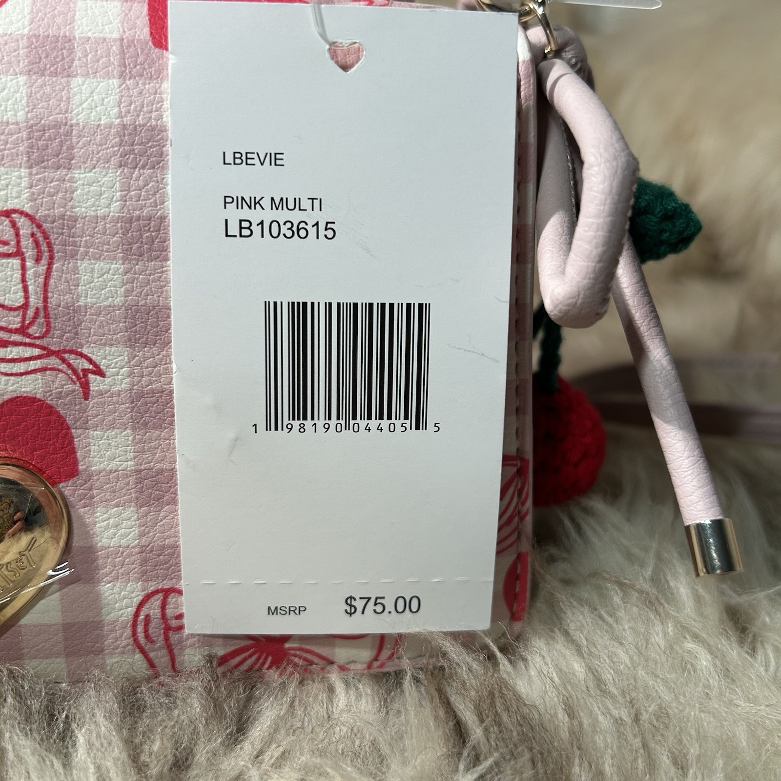 NWT Betsey Johnson Evie Crossbody – Pretty Plaid Print – Sweet Cherries