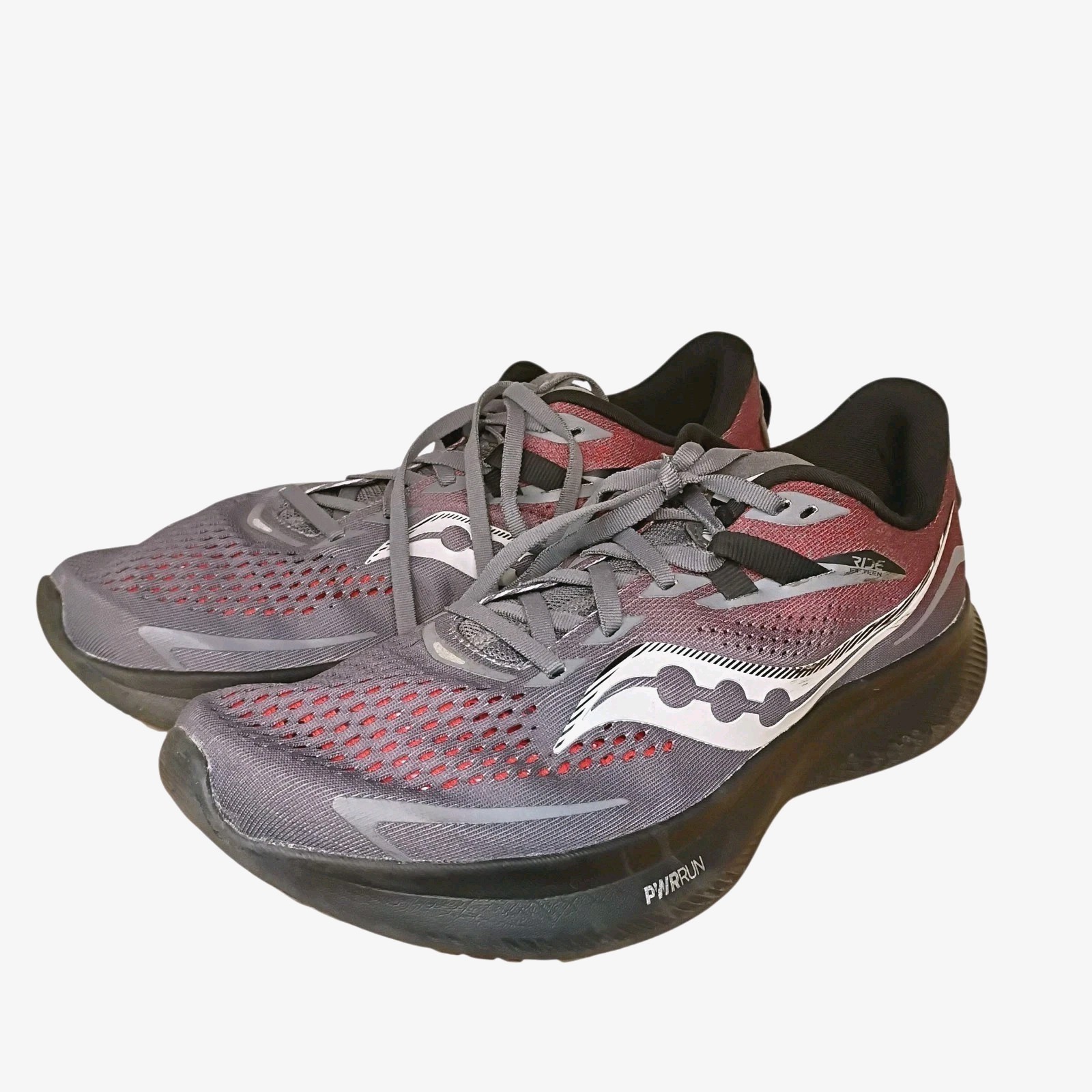 Saucony Ride 15 Running Shoes Sneakers Men’s Size 9 Grey Red PWRUN S20729-22