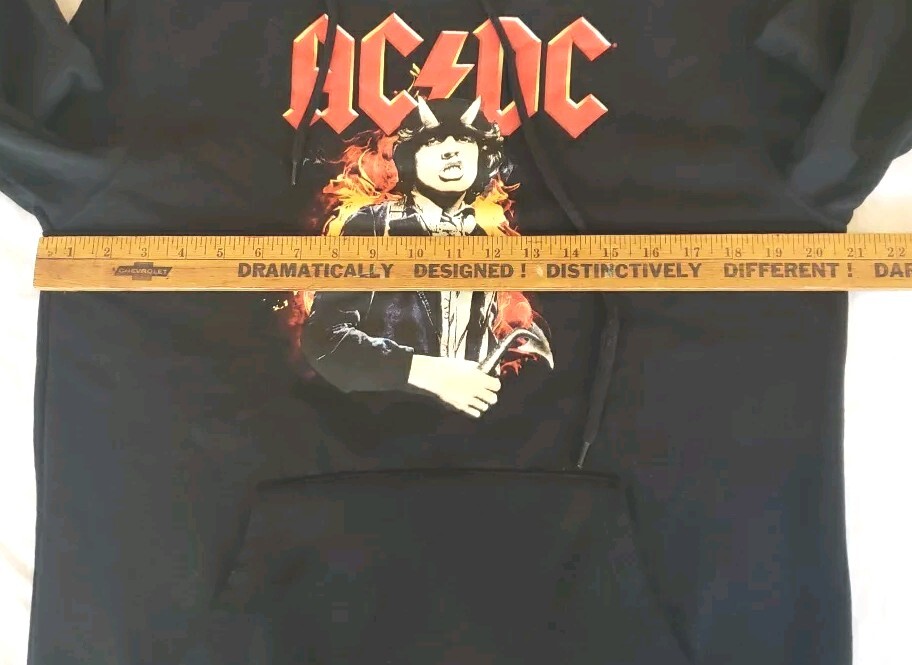 AC/DC Angus Young Sweatshirt Mens Small Black Pullover Hoodie Rock Music