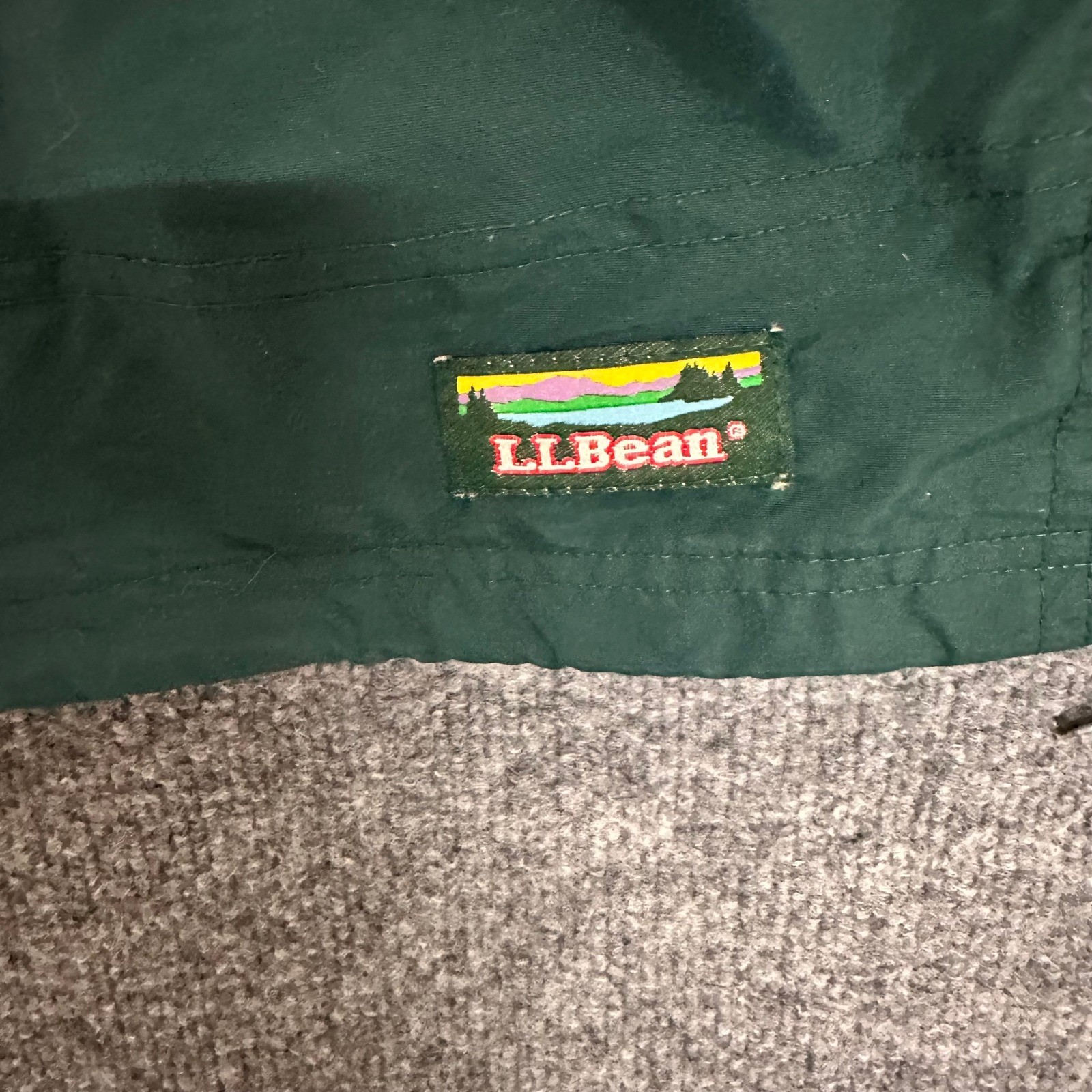 L.L. Bean Anorak Mens Size L Green Vintage Half Zip Hooded Windbreaker Pocket