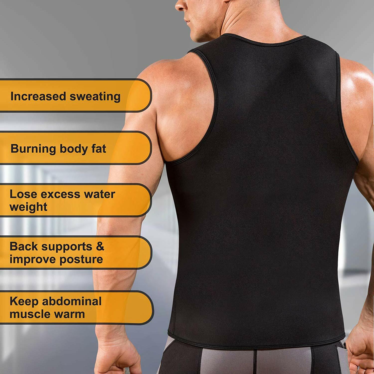 Zipper Gynecomastia Compression Tank Top for Men Sweat Vest Fitness Body Shaper