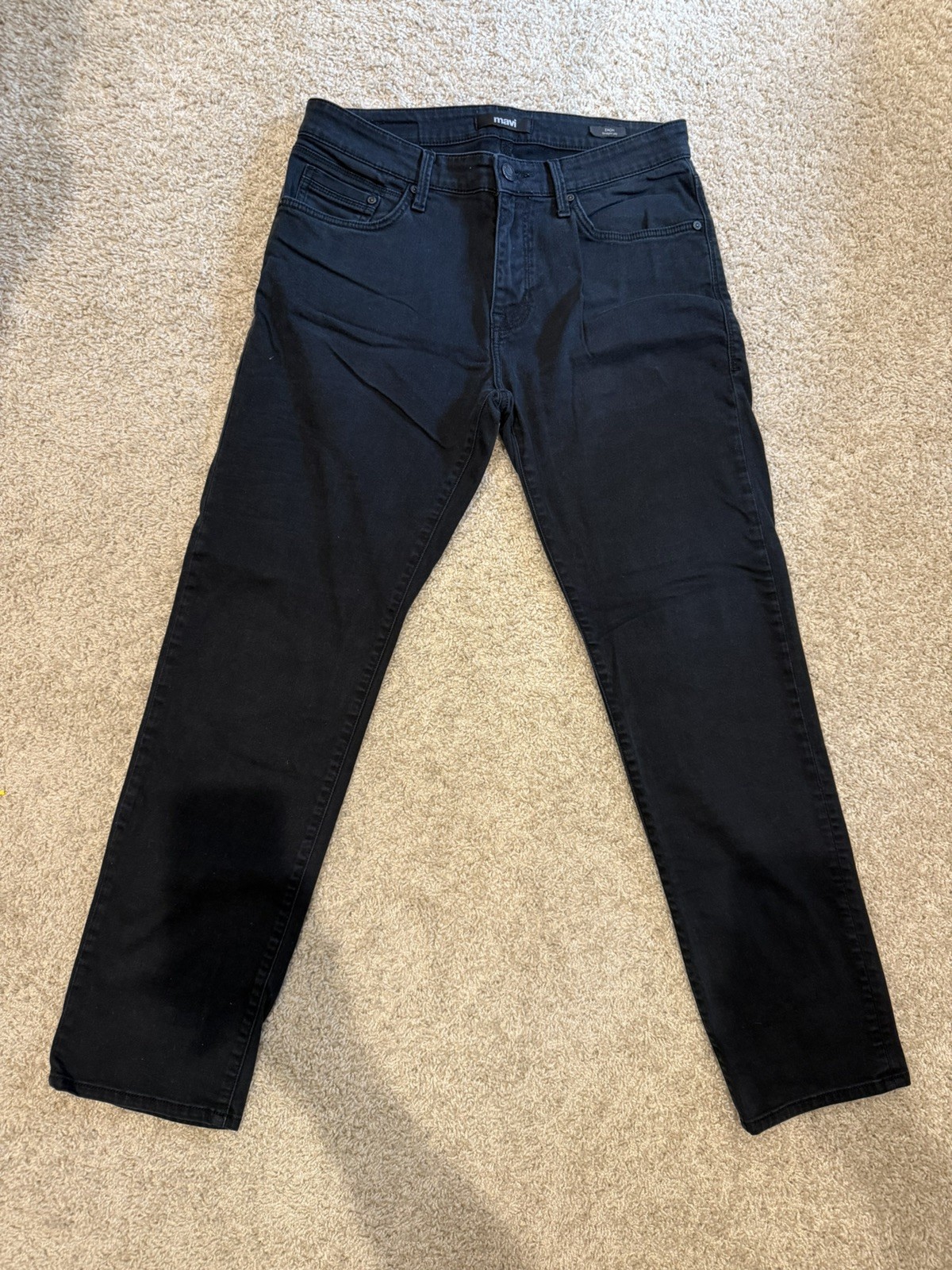 Mavi Zach Straight Leg Jeans Mens Size 33×32 Black Stretch Dark Wash